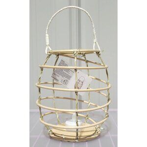 Rustic Twig Wicker Hanging or Free Standing Lantern w/ Battery Operated Tealight